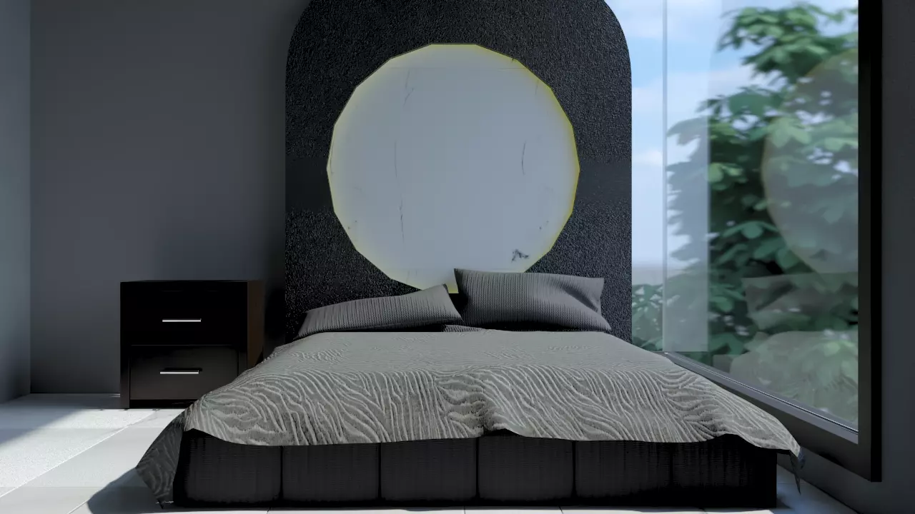Modern Upholstered Bed Scene Not Included 3D model