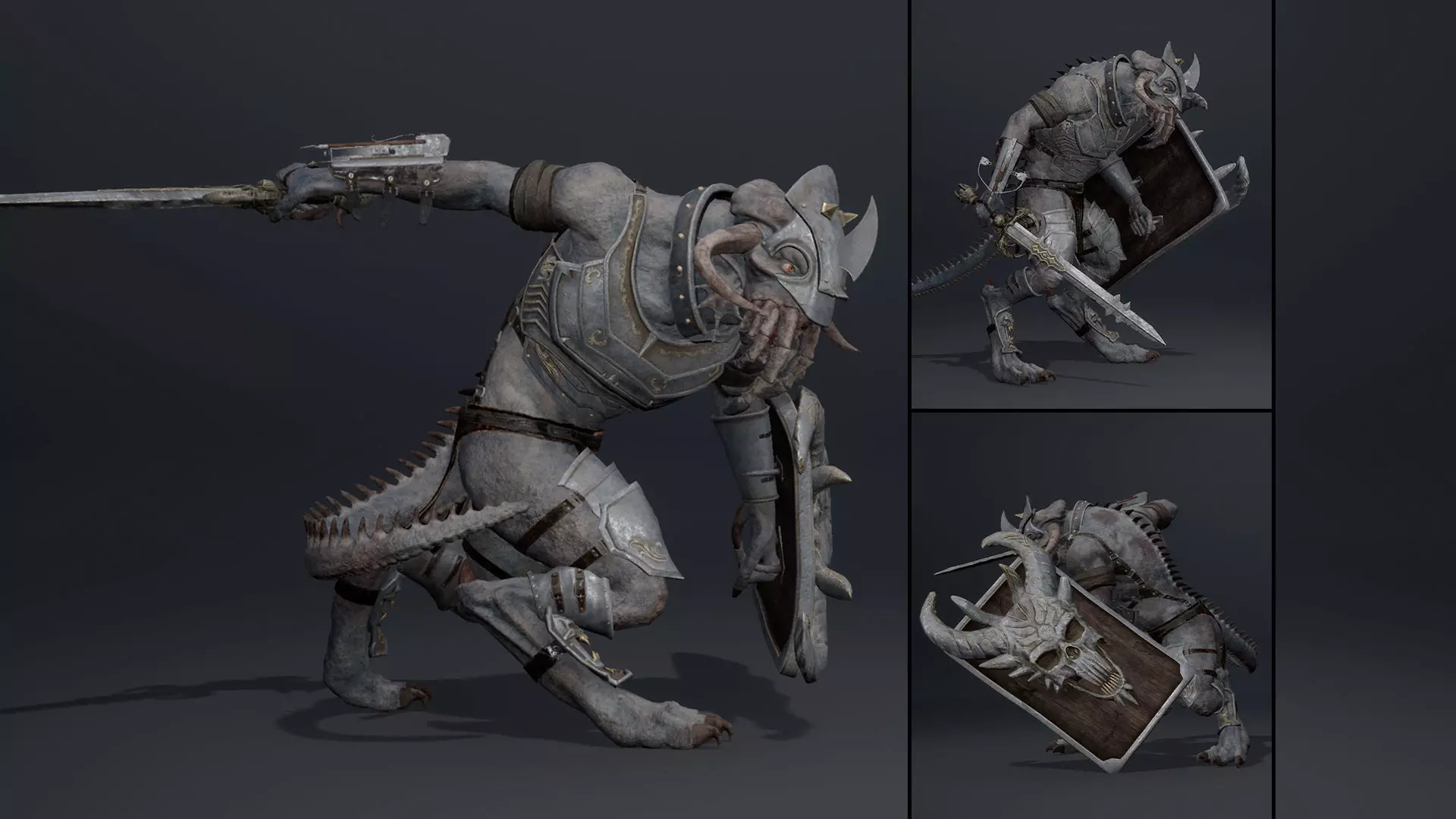 Obsidian Swordman Arm1 Brutal Low-poly 3D model_0