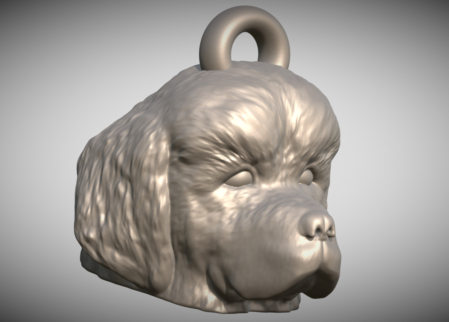 Puppy of Tibetan Mastiff head key ring for 3D printing 3D print model_8