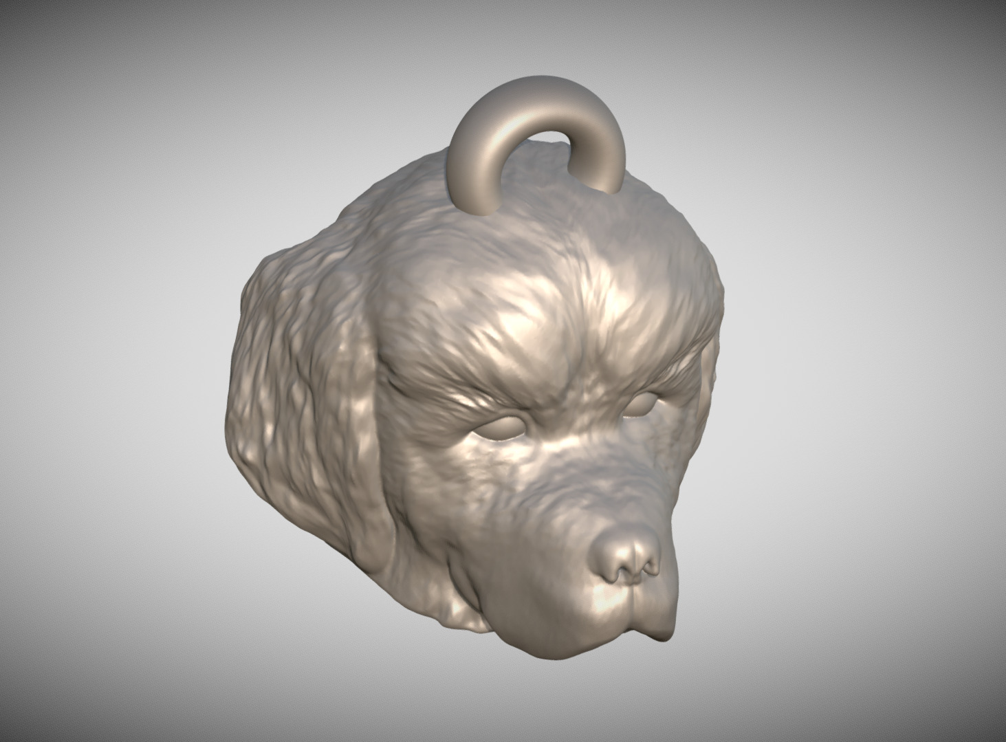 Puppy of Tibetan Mastiff head key ring for 3D printing 3D print model_10