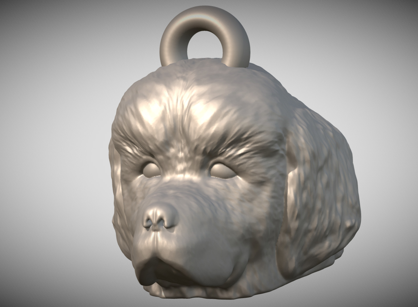 Puppy of Tibetan Mastiff head key ring for 3D printing 3D print model_2