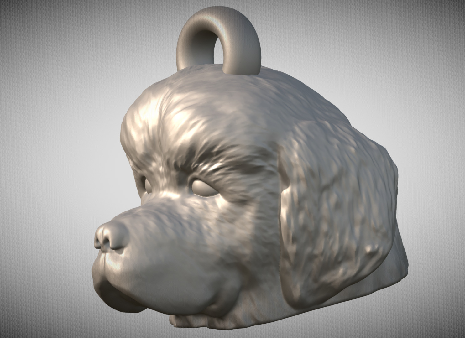 Puppy of Tibetan Mastiff head key ring for 3D printing 3D print model_3