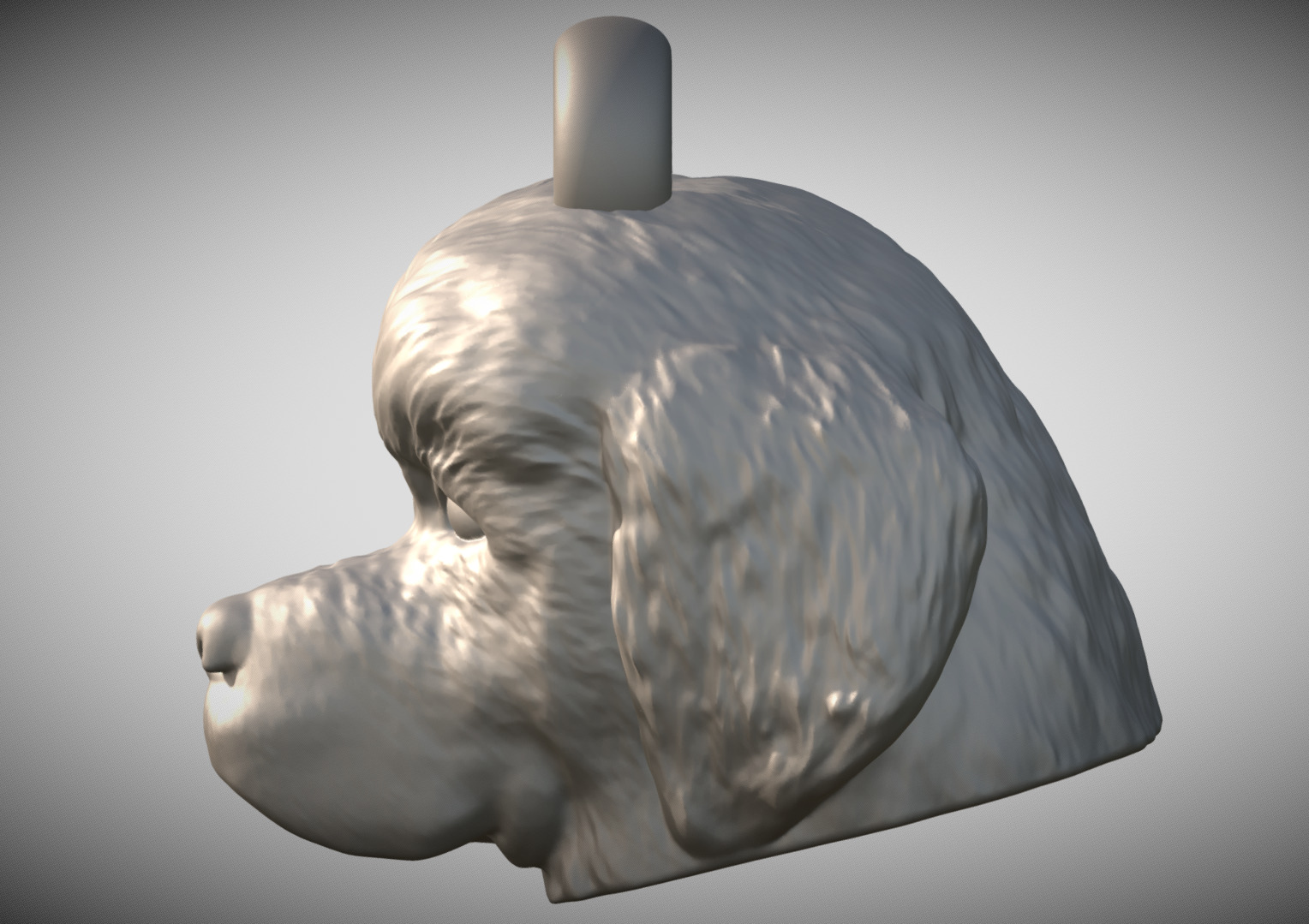 Puppy of Tibetan Mastiff head key ring for 3D printing 3D print model_4