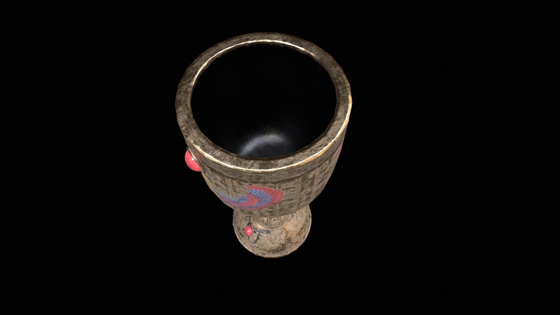 Egyptian Winged Horus Falcon Chalice PBR Low-poly 3D model_4