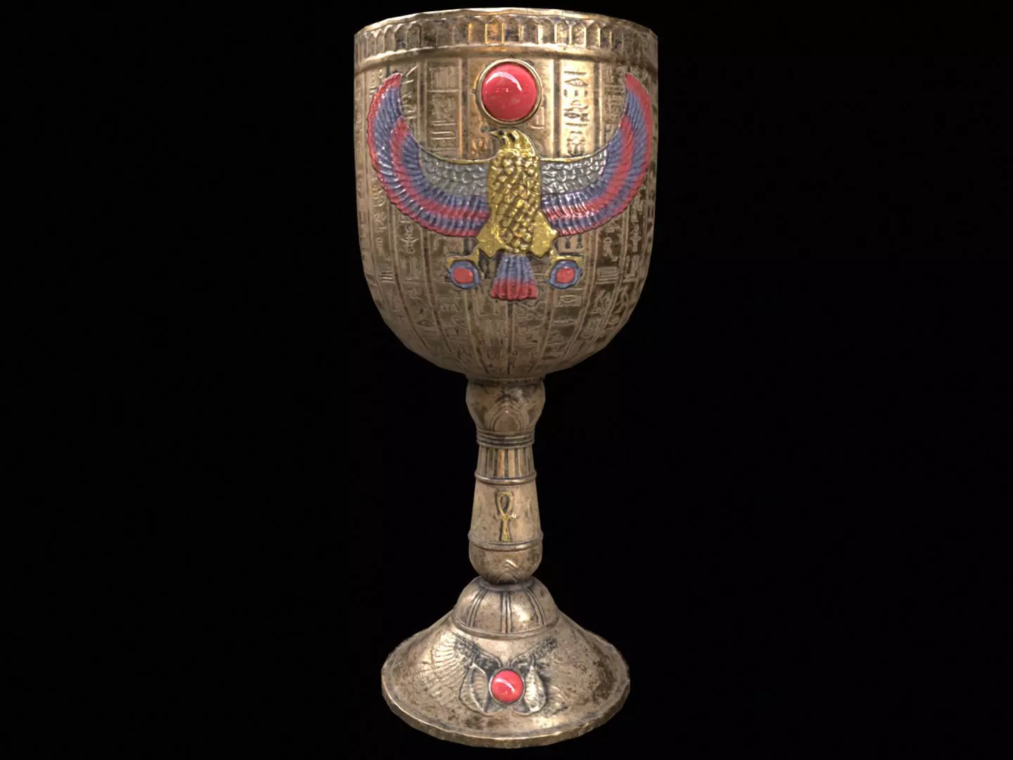 Egyptian Winged Horus Falcon Chalice PBR Low-poly 3D model_0