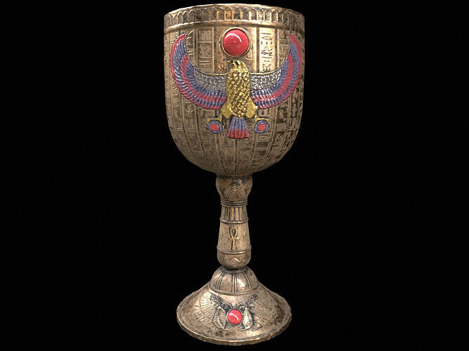 Egyptian Winged Horus Falcon Chalice PBR Low-poly 3D model