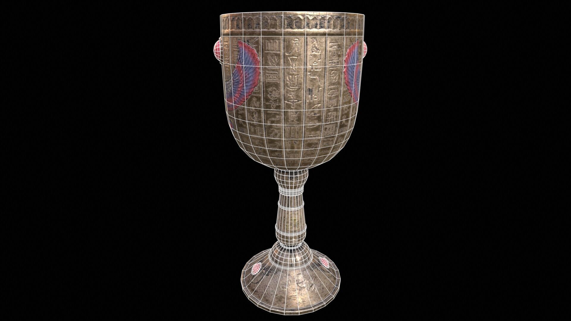 Egyptian Winged Horus Falcon Chalice PBR Low-poly 3D model_14