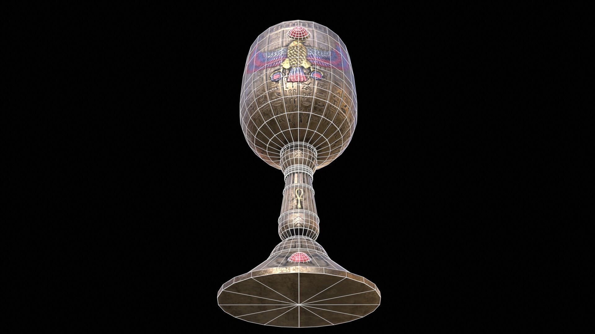 Egyptian Winged Horus Falcon Chalice PBR Low-poly 3D model_13