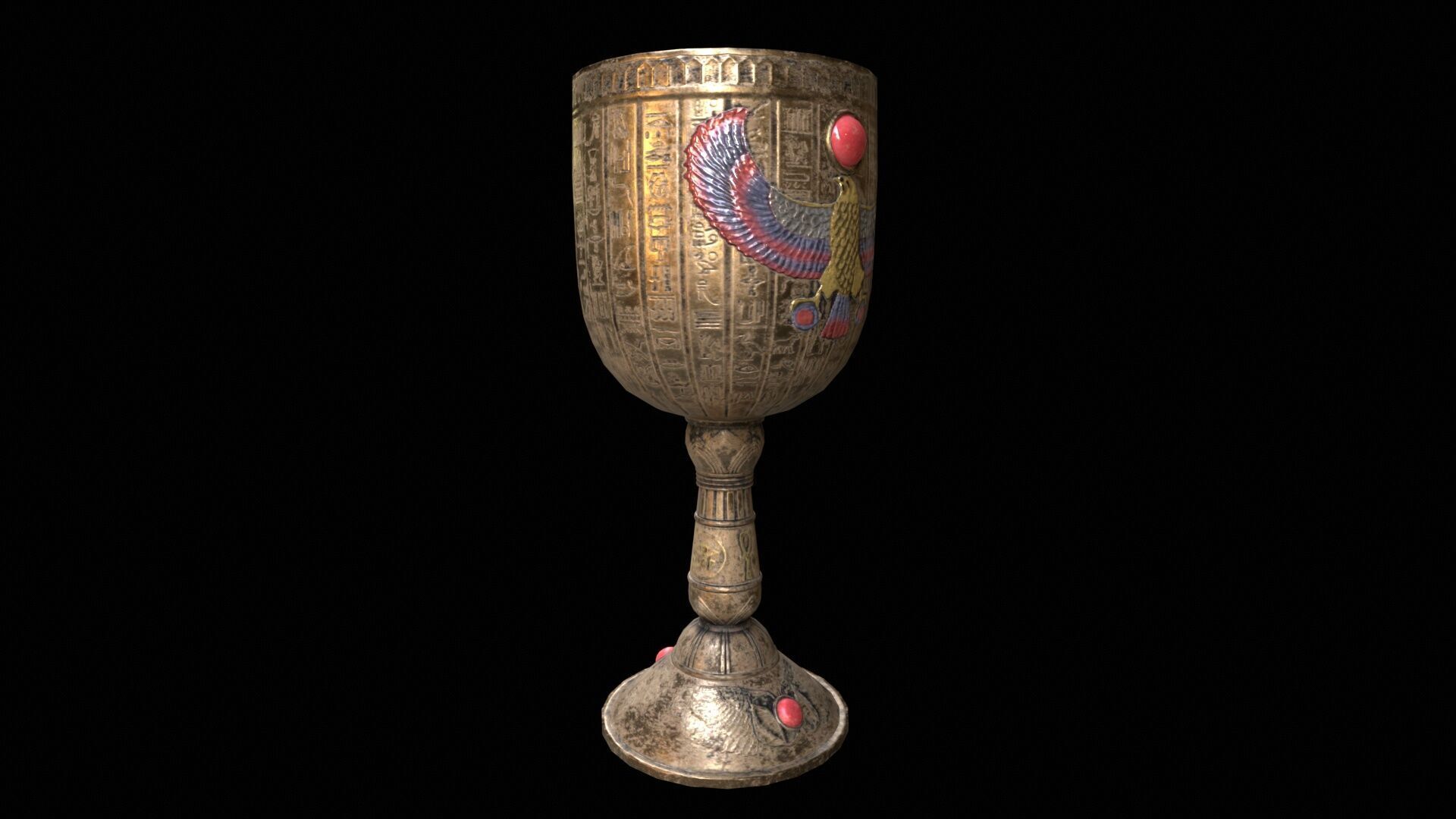 Egyptian Winged Horus Falcon Chalice PBR Low-poly 3D model_5