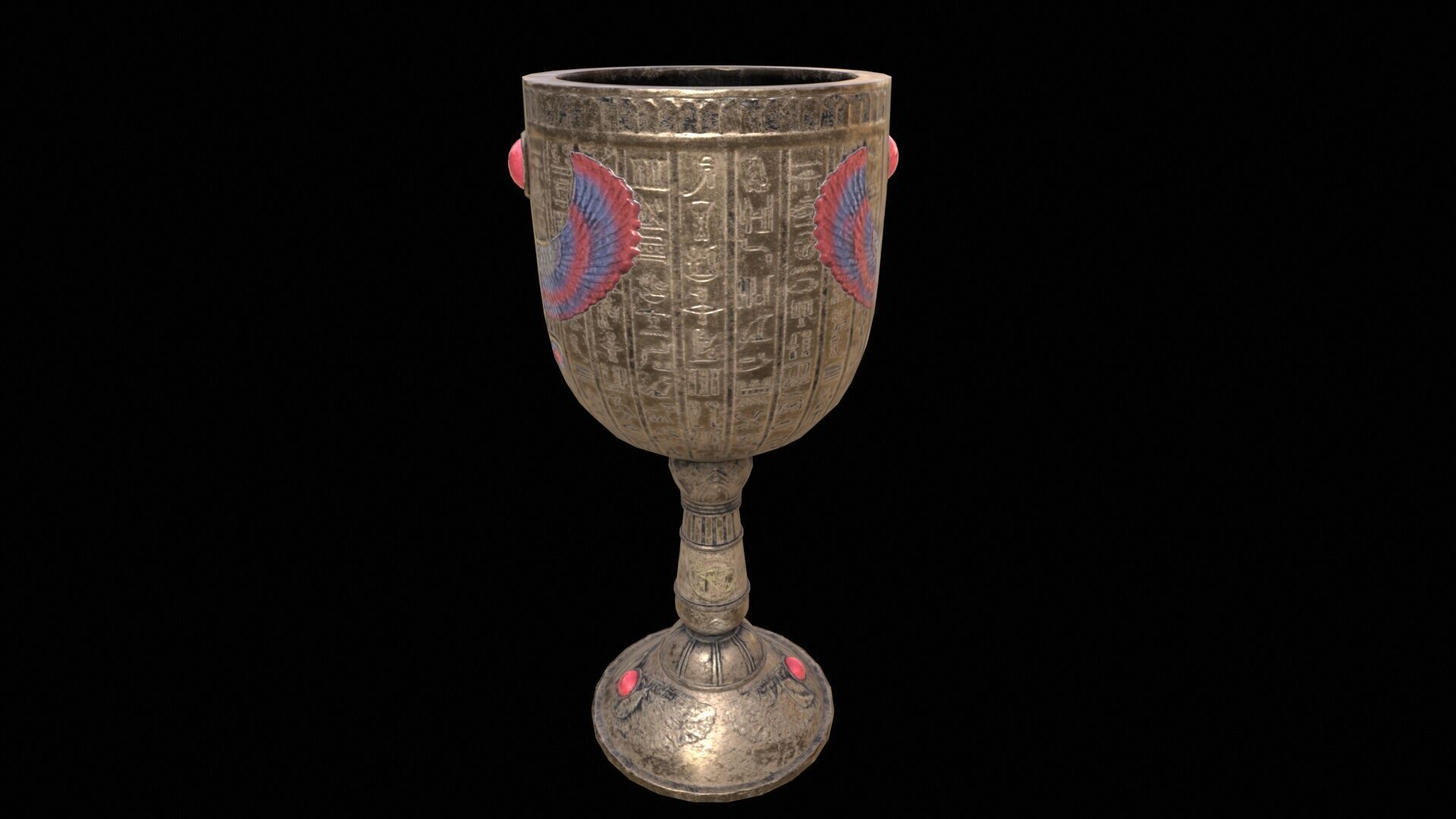 Egyptian Winged Horus Falcon Chalice PBR Low-poly 3D model_6