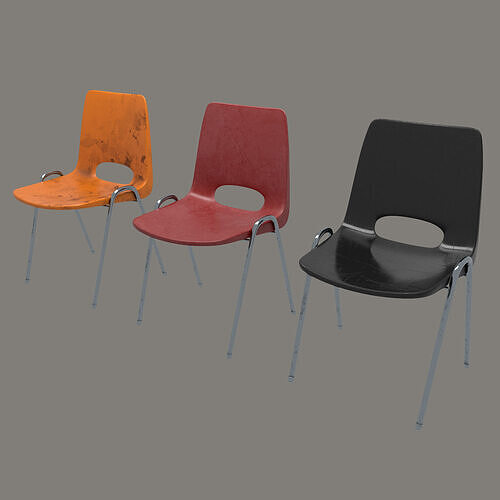 Plastic chair with steel frame Low-poly 3D model