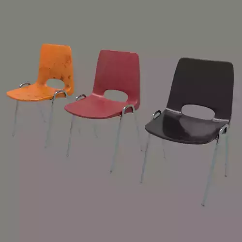 Plastic chair with steel frame