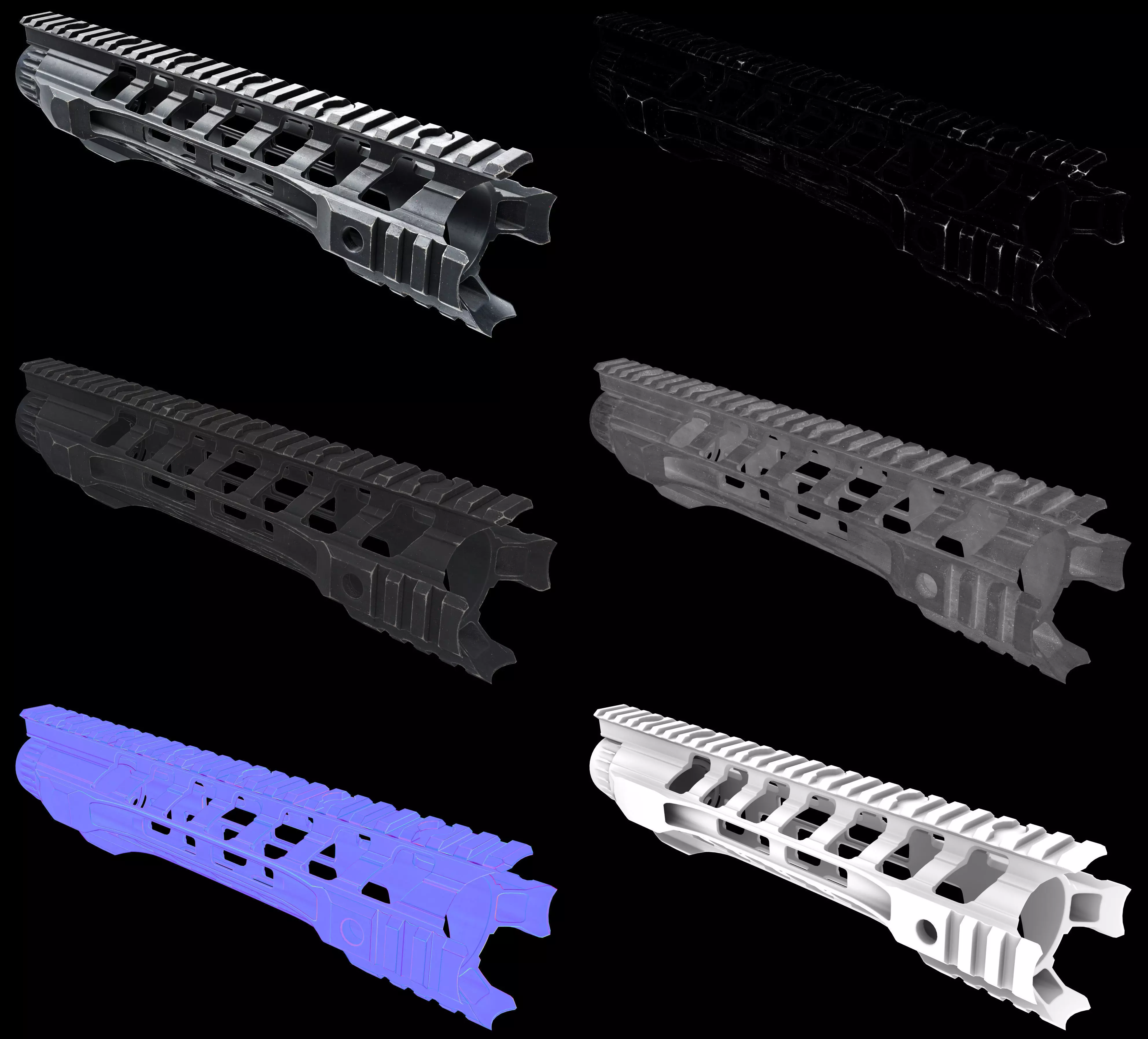AR15 - M4A1 - Night Rail 5x56 Handguard LowPoly Low-poly 3D model_8