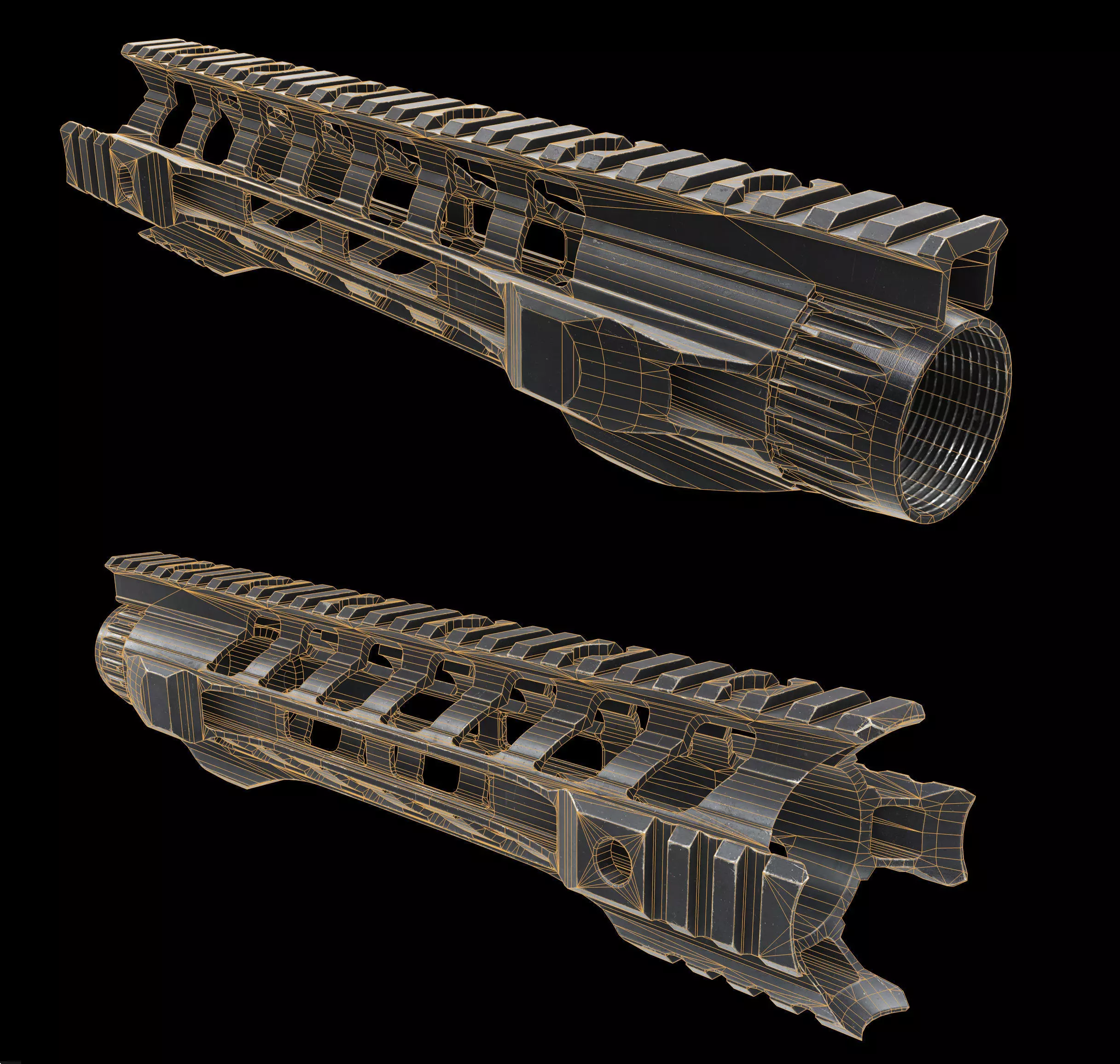 AR15 - M4A1 - Night Rail 5x56 Handguard LowPoly Low-poly 3D model_9