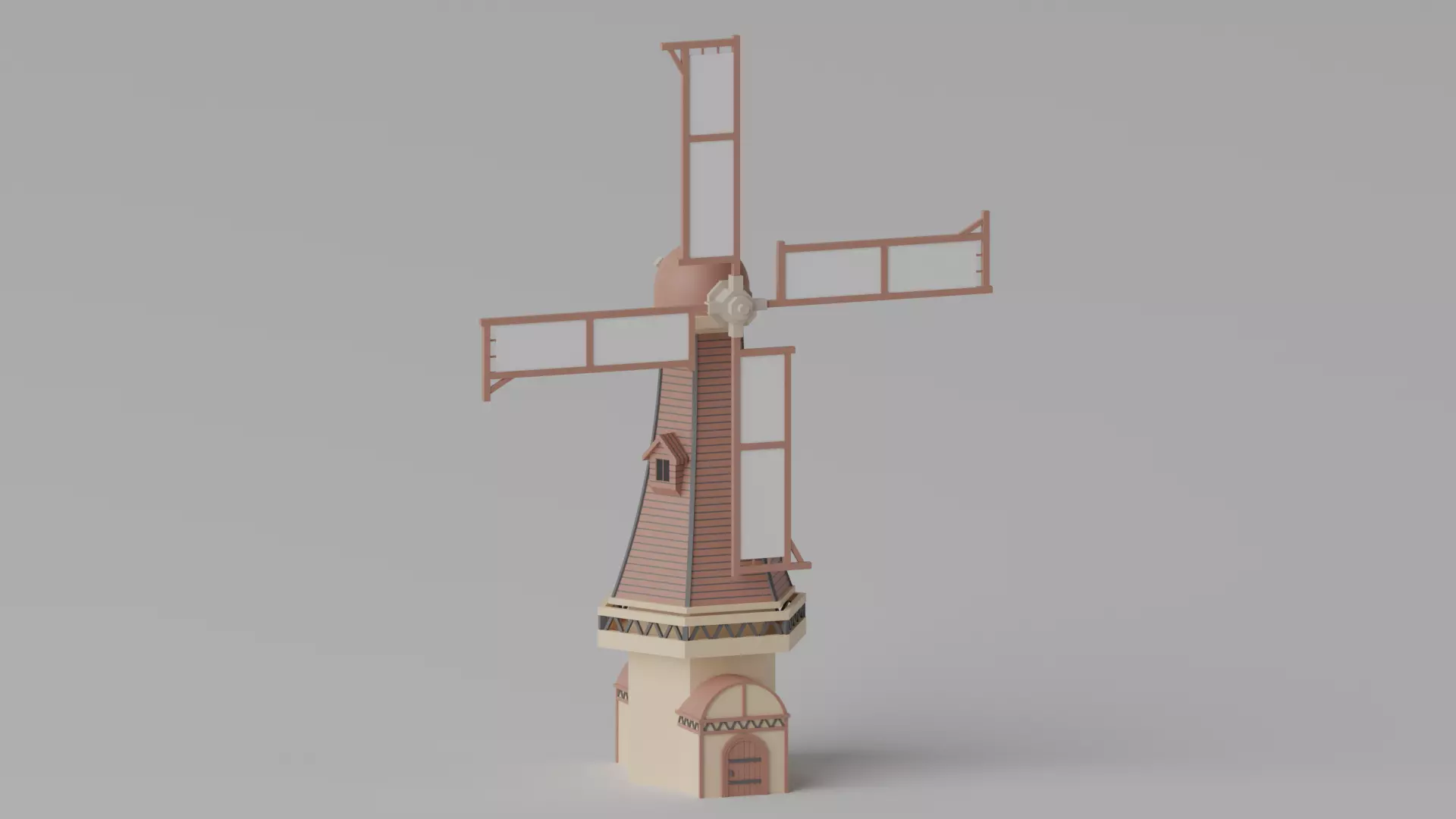 Cartoon Medieval Windmill Low-poly 3D model
