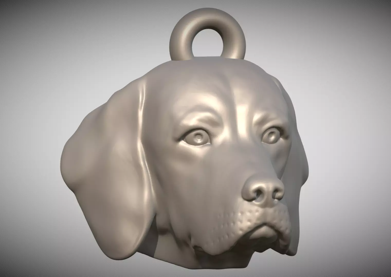 Beagle dog head key ring for 3D printing 3D print model_0