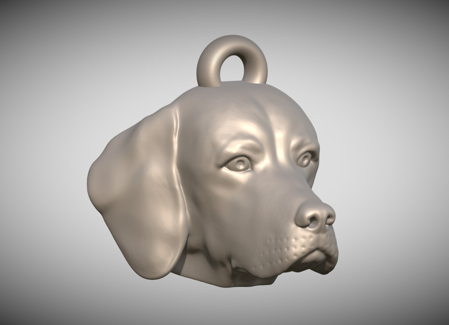 Beagle dog head key ring for 3D printing 3D print model_6