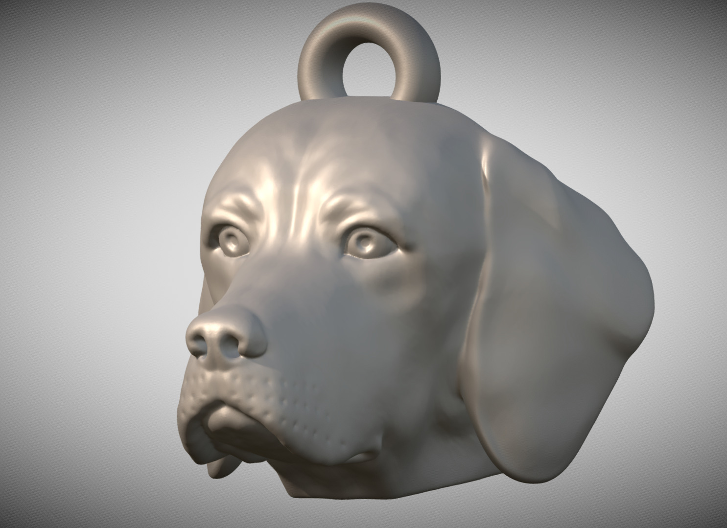 Beagle dog head key ring for 3D printing 3D print model_1