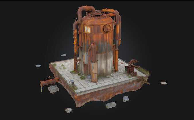 Rusty Industrial Tank  Weathered Giant of Forgotten Industry 3D model