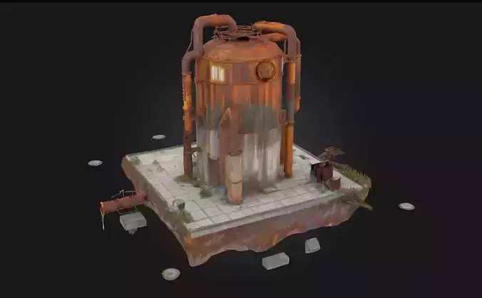 Rusty Industrial Tank  Weathered Giant of Forgotten Industry