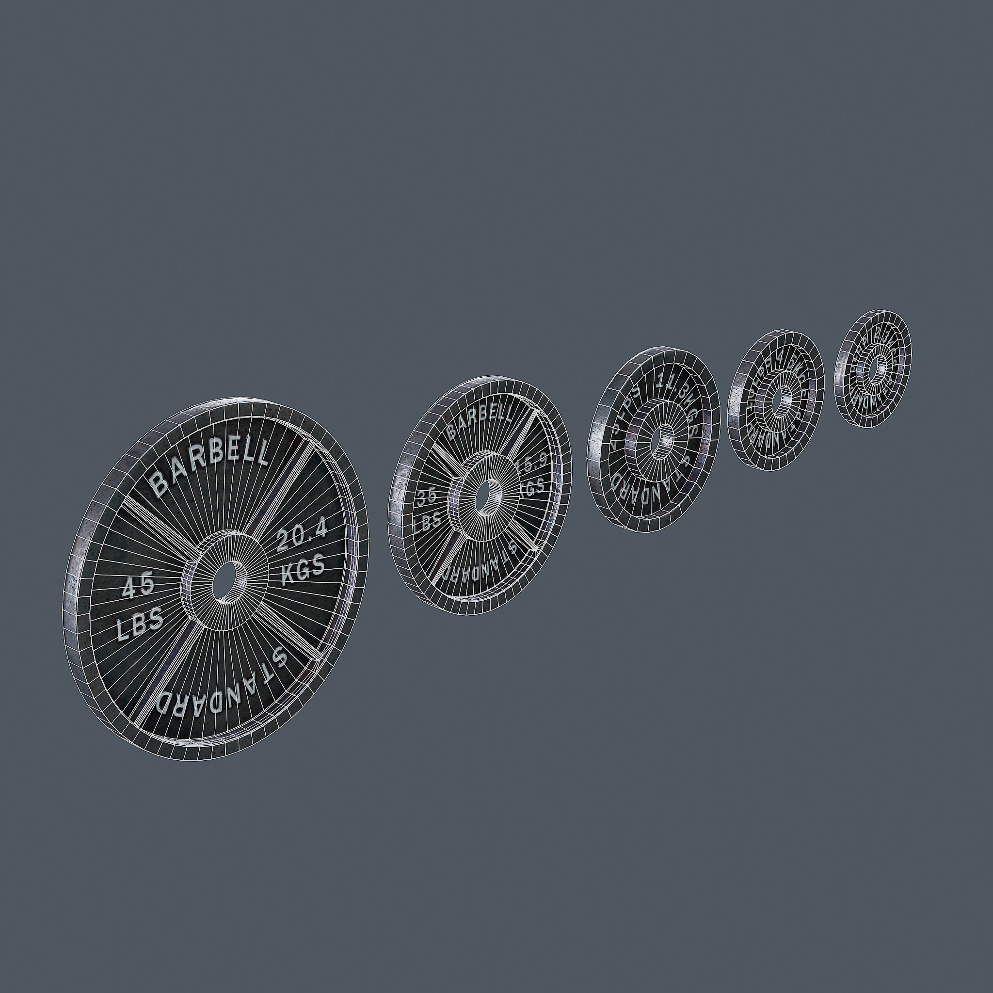 Barbell Bench and Weights Pack - PBR Game Ready Low-poly 3D model_12