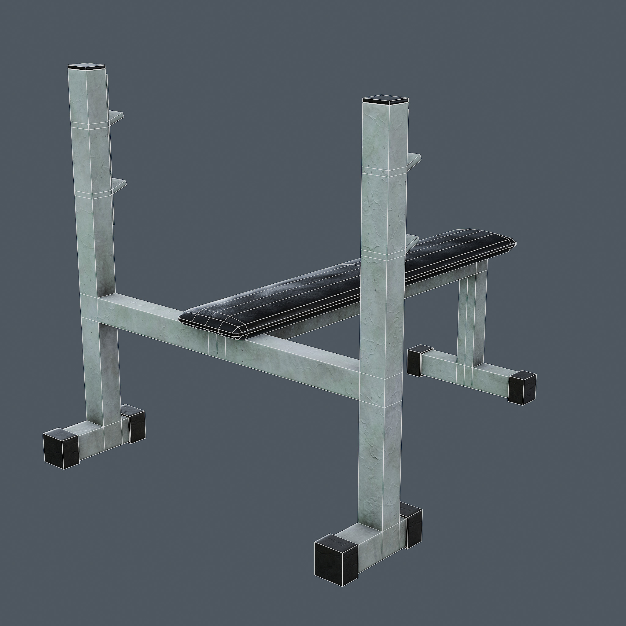 Barbell Bench and Weights Pack - PBR Game Ready Low-poly 3D model_8