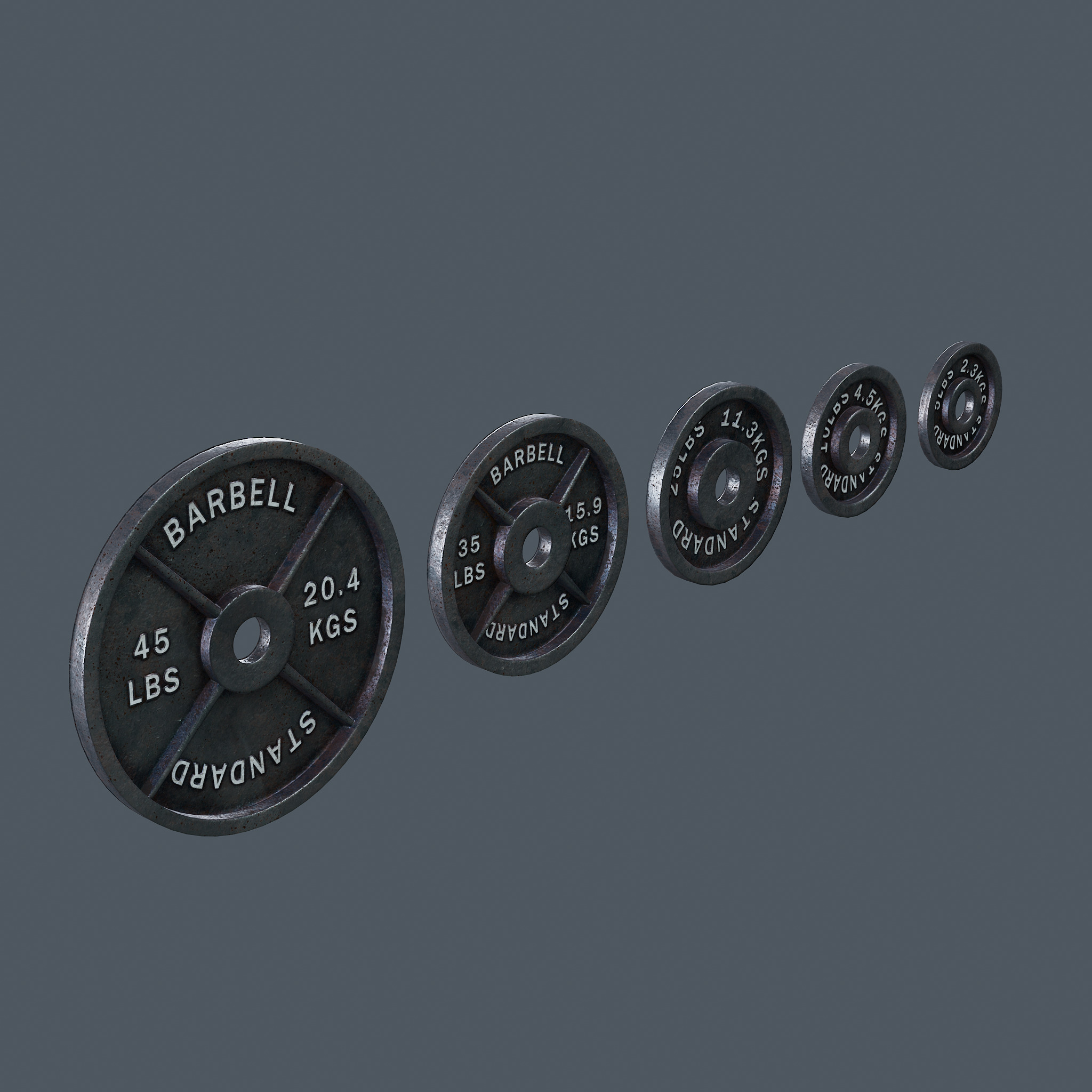 Barbell Bench and Weights Pack - PBR Game Ready Low-poly 3D model_11