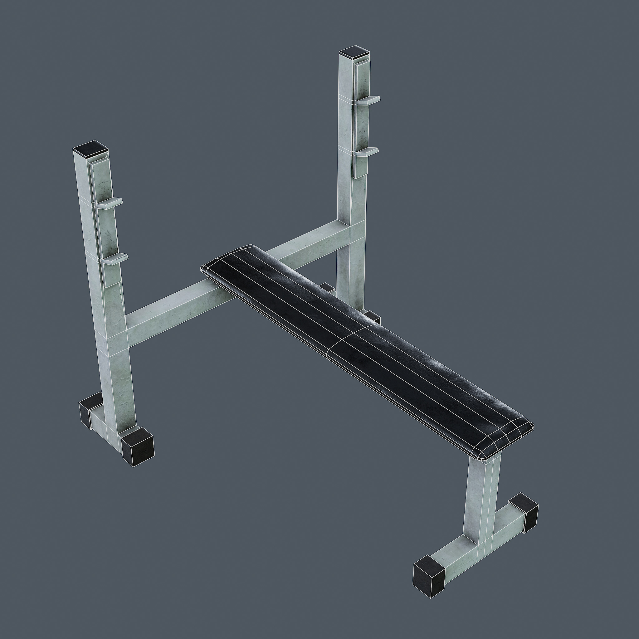Barbell Bench and Weights Pack - PBR Game Ready Low-poly 3D model_6