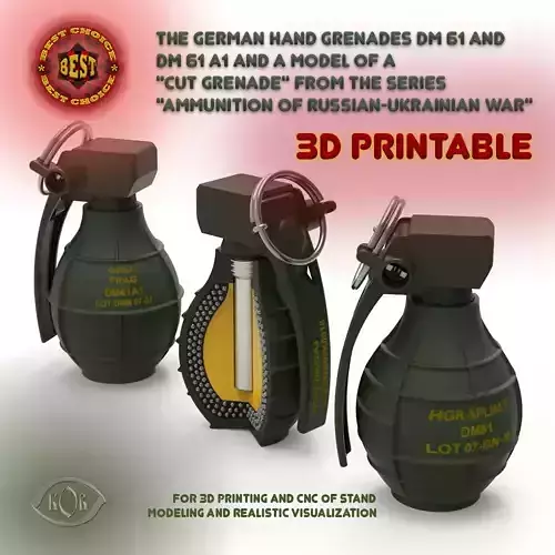 German DM61 DM61A1 hand grenade assembly moulage 3D model