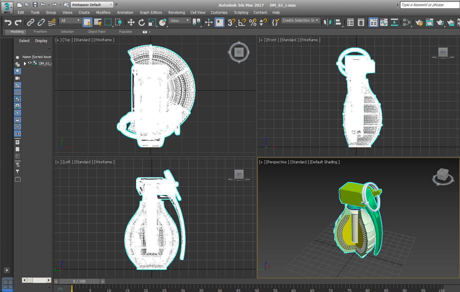 German DM61 DM61A1 hand grenade assembly moulage 3D model_18