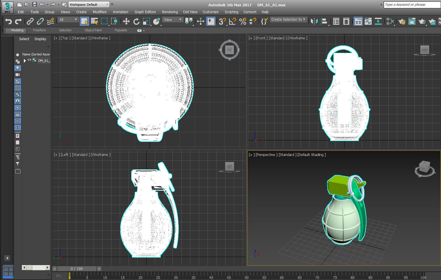 German DM61 DM61A1 hand grenade assembly moulage 3D model_16