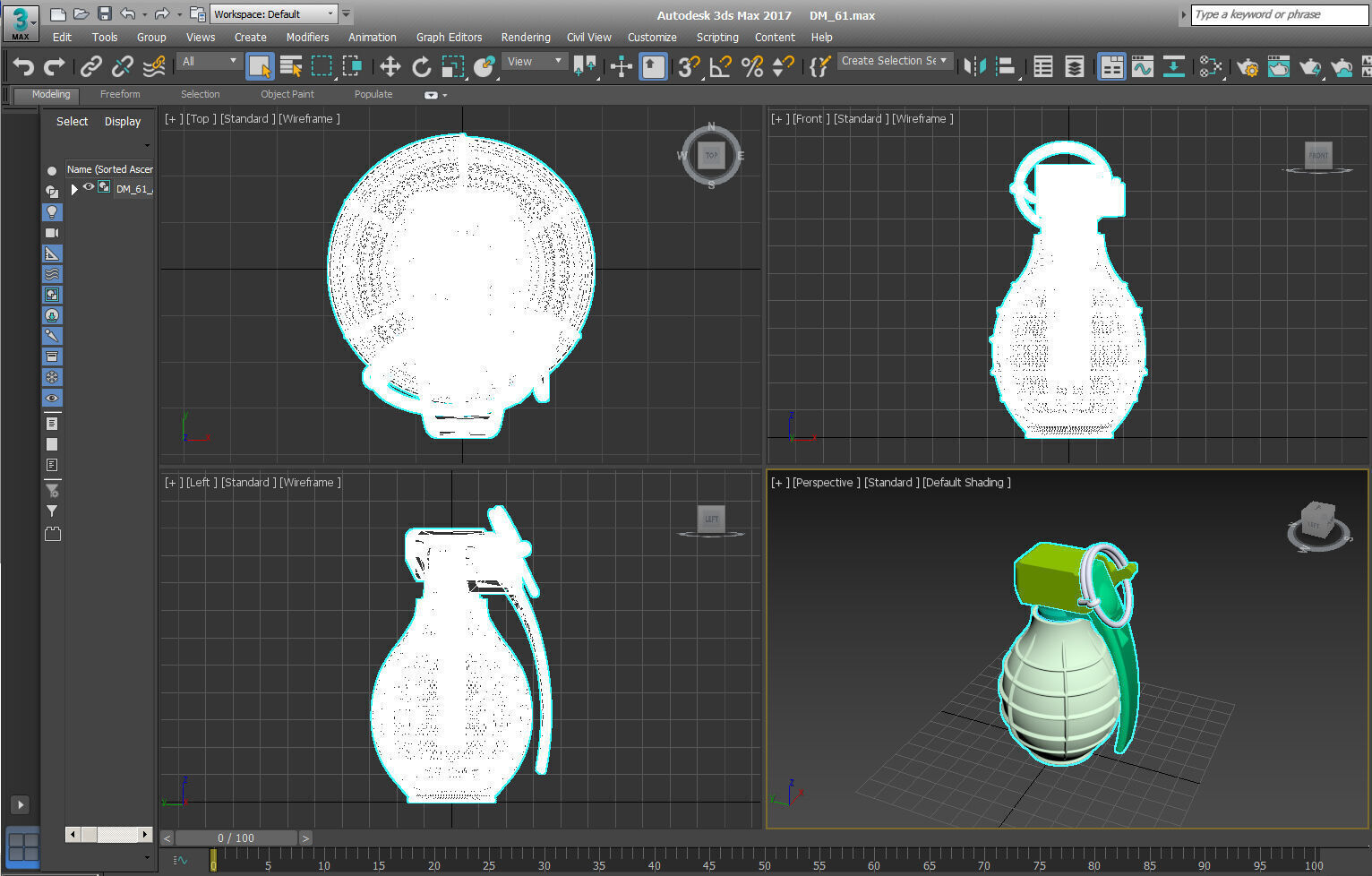 German DM61 DM61A1 hand grenade assembly moulage 3D model_17