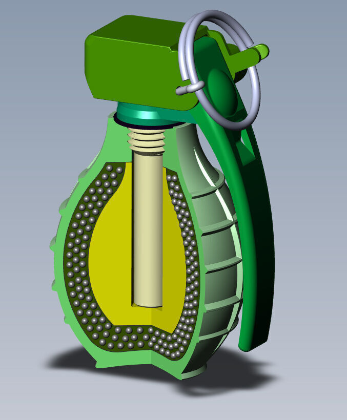 German DM61 DM61A1 hand grenade assembly moulage 3D model_13