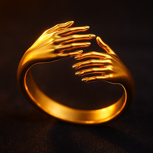 Anil Embrace Ring  Sculpted Hands Design 3D model