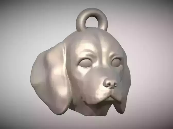 Puppy of Beagle head key ring for 3D printing 3D print model