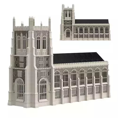 Cathedral Chapel neo-gothic style 3D model