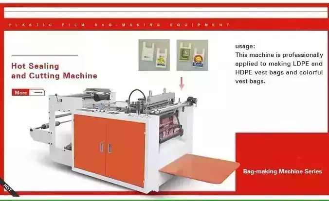 High-Speed Plastic LDPE HDPE Hot Cutting Bag Making Machine  3D model