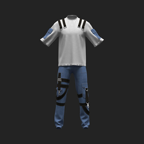 Mens Outfit streetwear Clo3d Shirt Pants 3D model