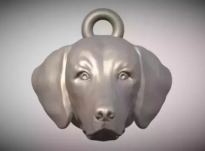 Weimaraner dog head key ring for 3D printing 3D print model