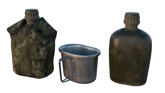 Military Canteen Bottle Low-poly 3D model