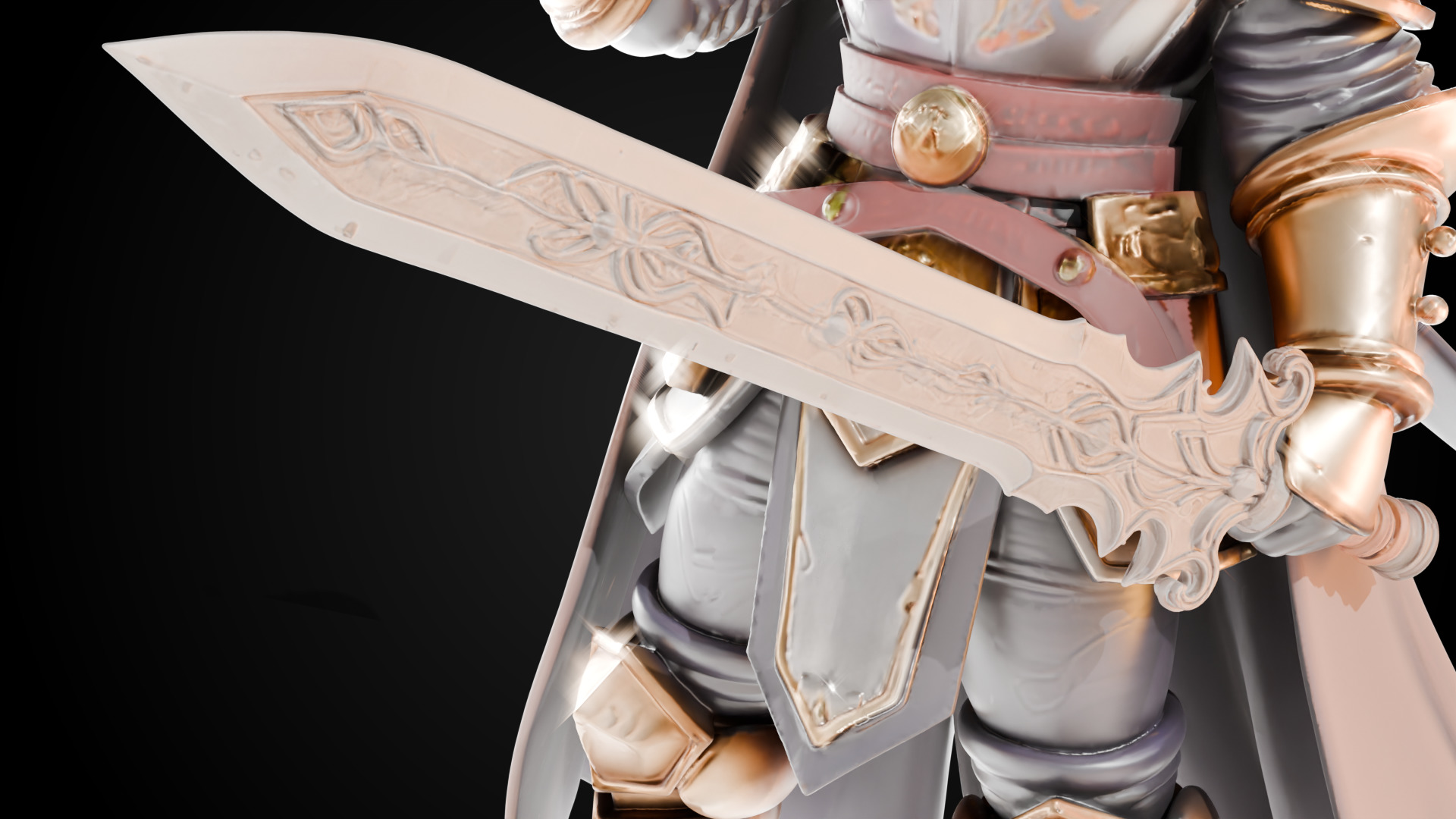 Stylized Sword - Crusader Blade Lionbrand - Game Ready 3D model_3