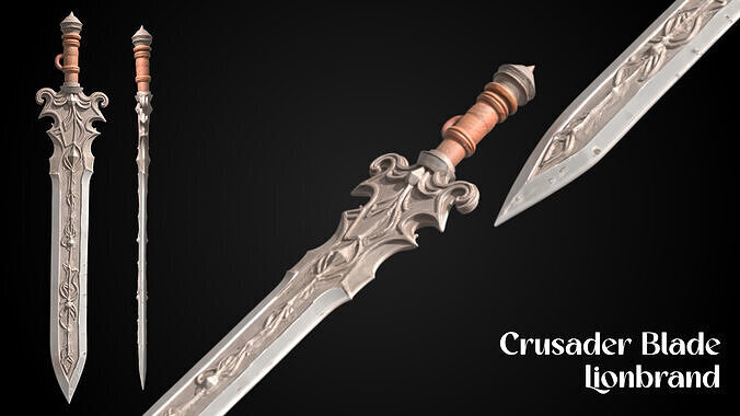 Stylized Knight Sword - Crusader Blade - Lionbrand 3D model