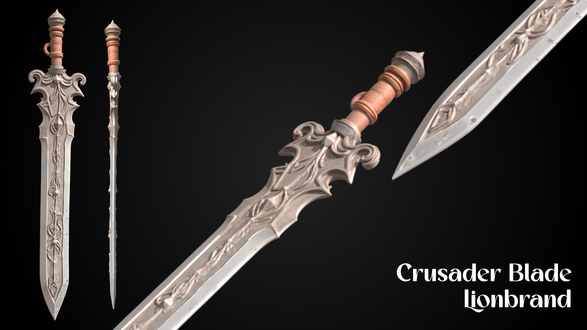 Stylized Sword - Crusader Blade Lionbrand - Game Ready 3D model_5