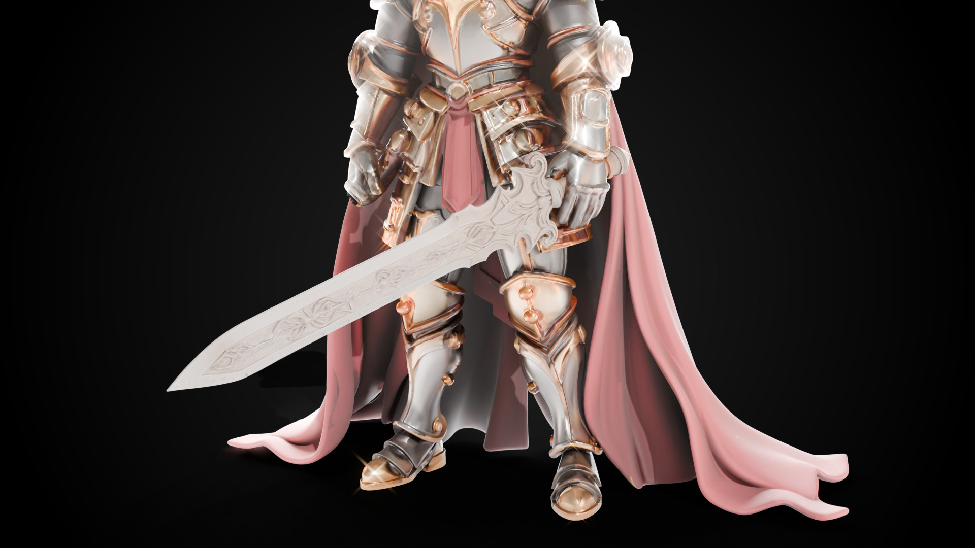 Stylized Sword - Crusader Blade Lionbrand - Game Ready 3D model_2