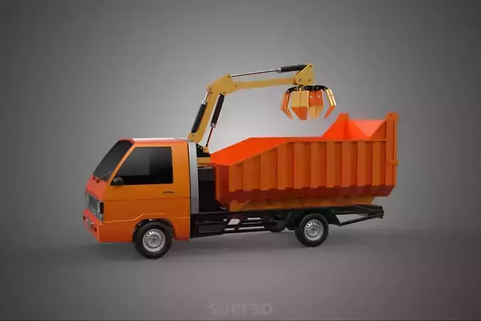 DUMP TRUCK GRAPPLE CAR PICK UP SCRAP GARBAGE GRABBER CRANE LIFT 3D model