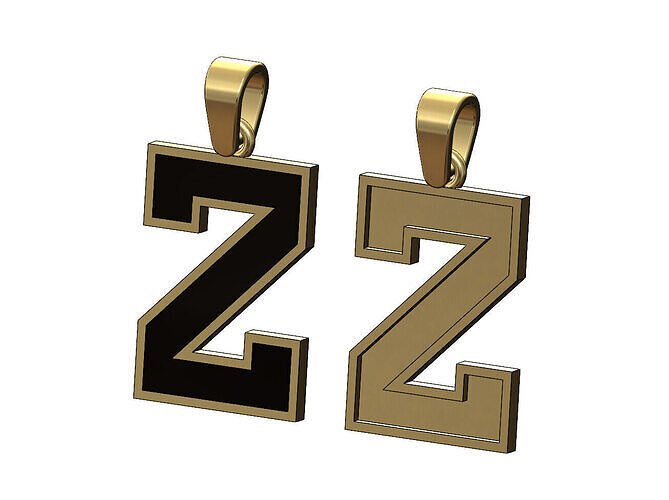Z enamel varsity letter sports letterman jersey pendant charm 3D print model