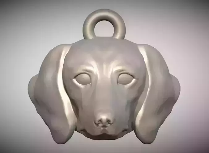 Dachshund dog head key ring for 3D printing 3D print model