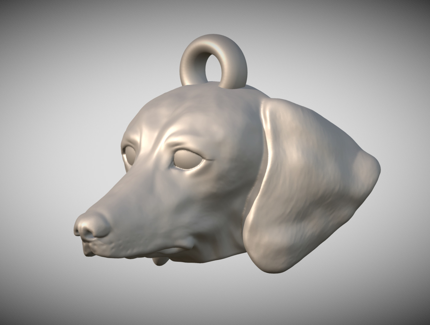 Dachshund dog head key ring for 3D printing 3D print model_2