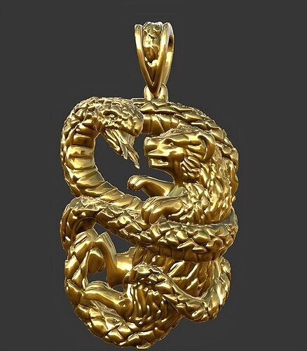 Snake  Pendant  vs Mongoose   Detailed 3D  print 3D print model