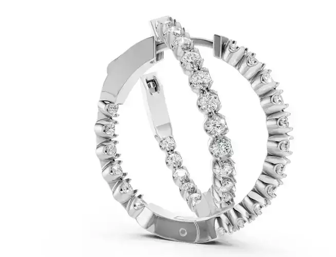 Diamond Hoop Clip Earrings  3D Printable Jewelry Model  CJE 002